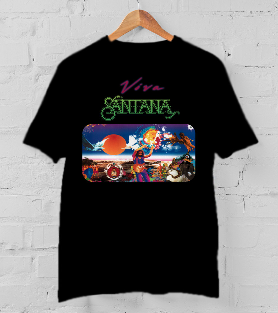 Viva Santana Psychedelic Artwork Collage T-Shirt