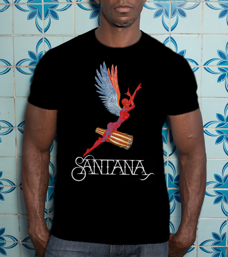 Santana Angel With Winged Figure On Drum T-Shirt