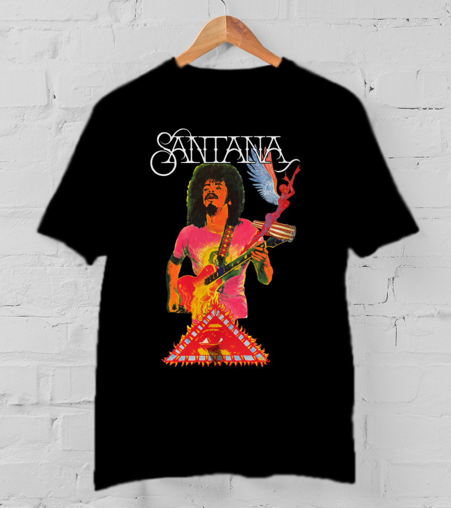 Santana Guitar Art With Angel And Pyramid T-Shirt