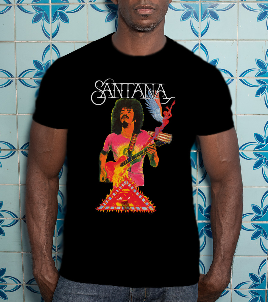 Santana Guitar Art With Angel And Pyramid T-Shirt