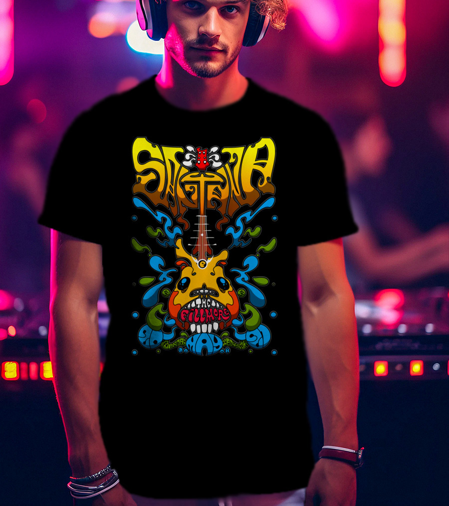 Santana The Fillmore 1968 Psychedelic Guitar Art T-Shirt