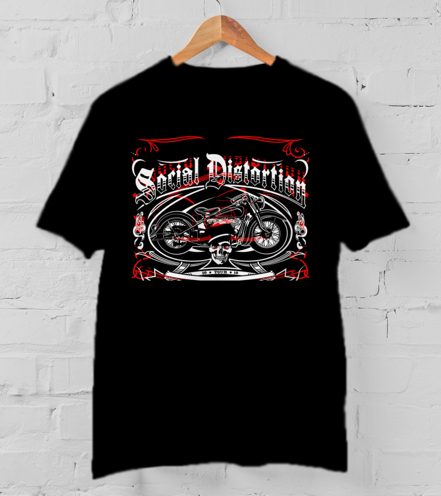Social Distortion 2010 Tour Motorcycle Skull T-Shirt