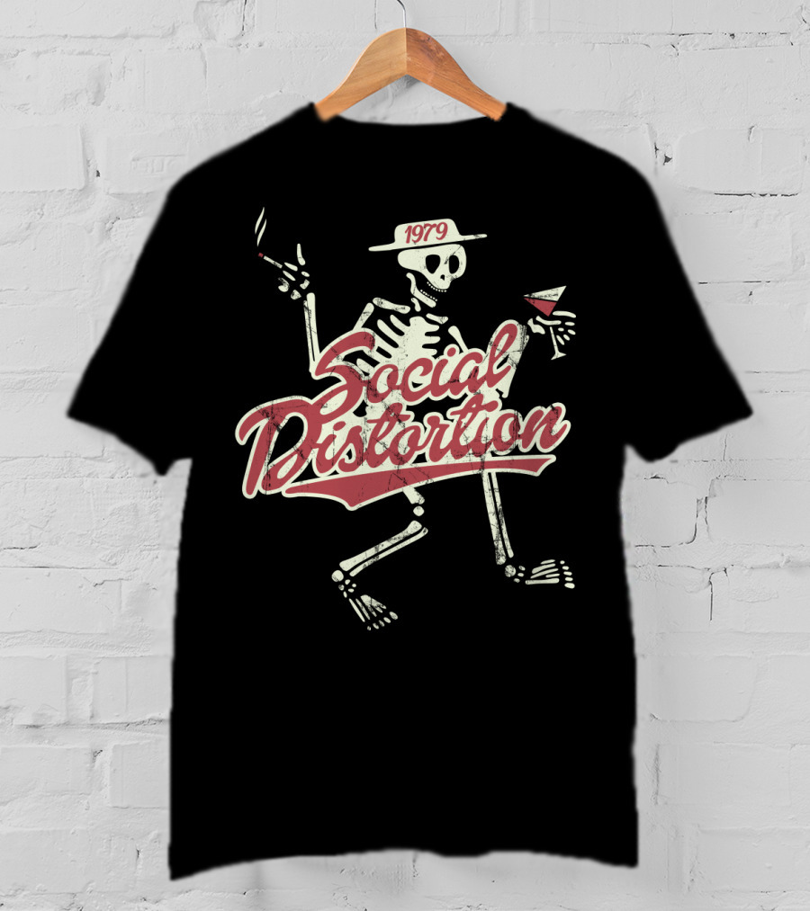 Social Distortion 1979 Skeleton Smoking And Drinking T-Shirt
