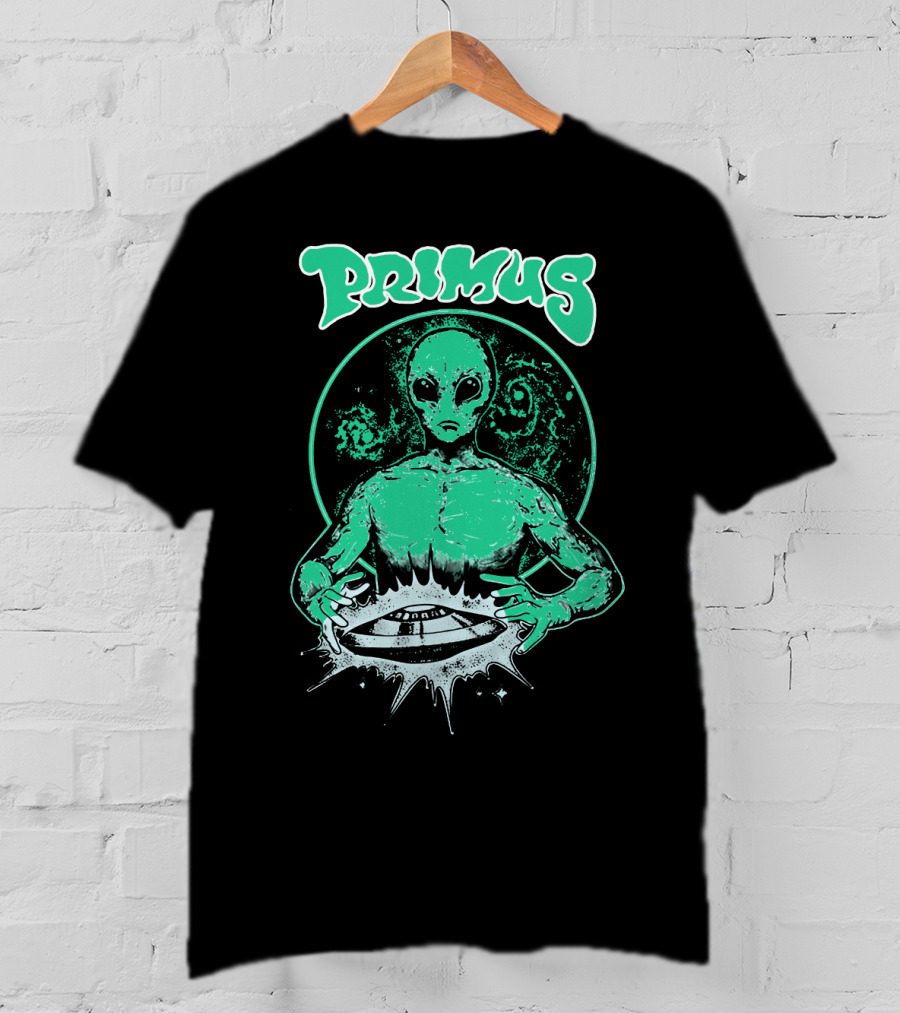 Primus Alien Holding Ufo With Cosmic T-Shirt