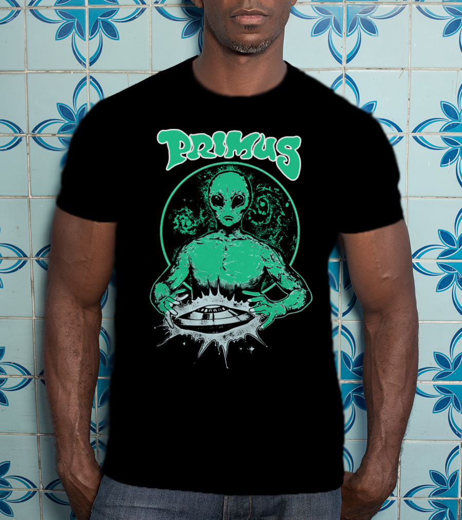 Primus Alien Holding Ufo With Cosmic T-Shirt