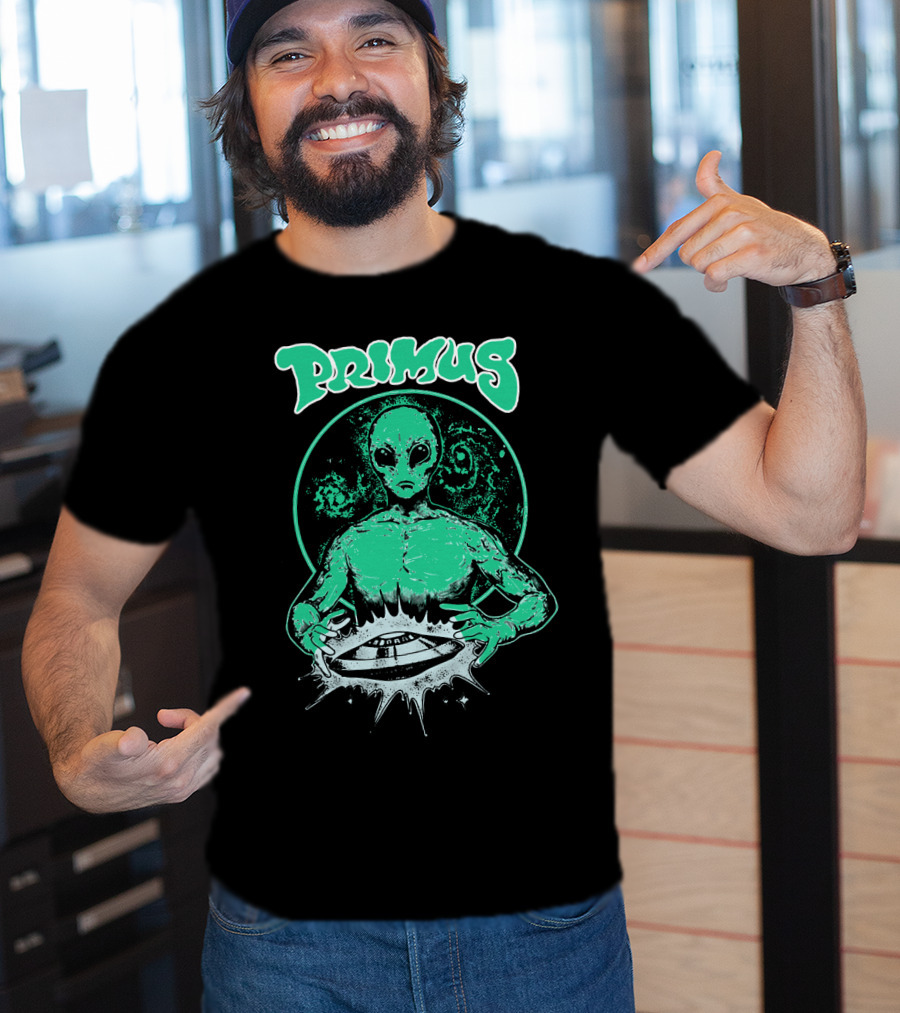 Primus Alien Holding Ufo With Cosmic T-Shirt