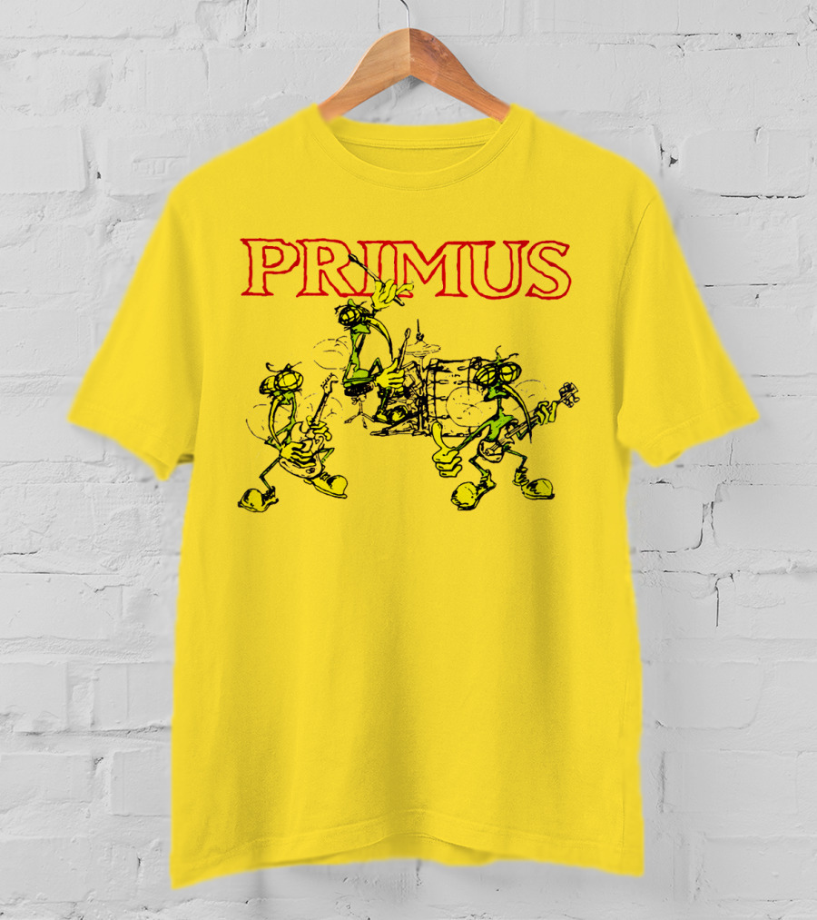 Primus Iconic Cartoon Figures With Red Title T-Shirt