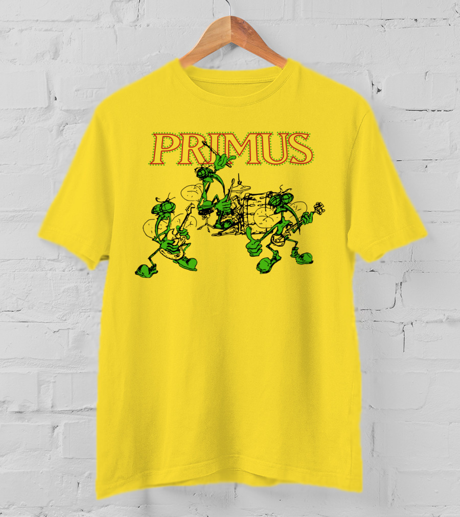 Primus Band Alien Character Drumming And Guitar Playing Scene T-Shirt