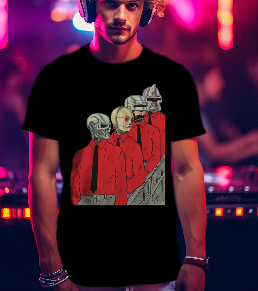 Robots In Red Shirts Black Ties T-Shirt