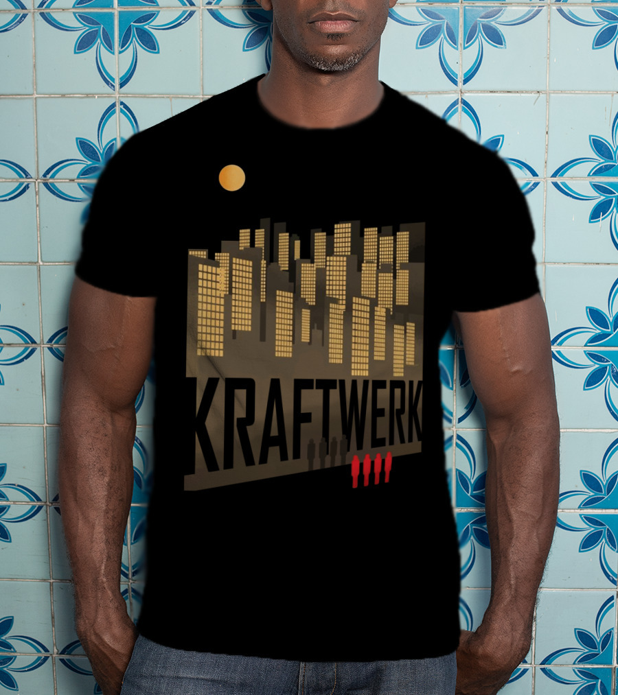 Kraftwerk Cityscape With Moon And Four Silhouettes T-Shirt