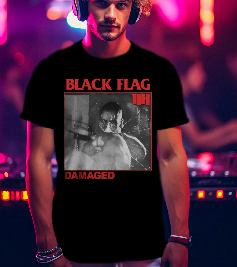 Black Flag Damaged Three Bars T-Shirt