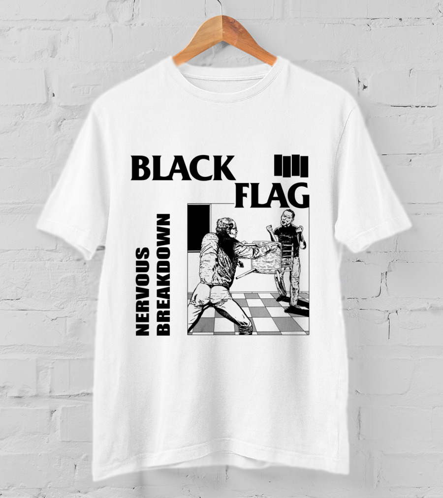 Black Flag Nervous Breakdown Chessboard Confrontation T-Shirt