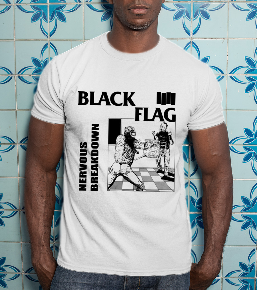 Black Flag Nervous Breakdown Chessboard Confrontation T-Shirt