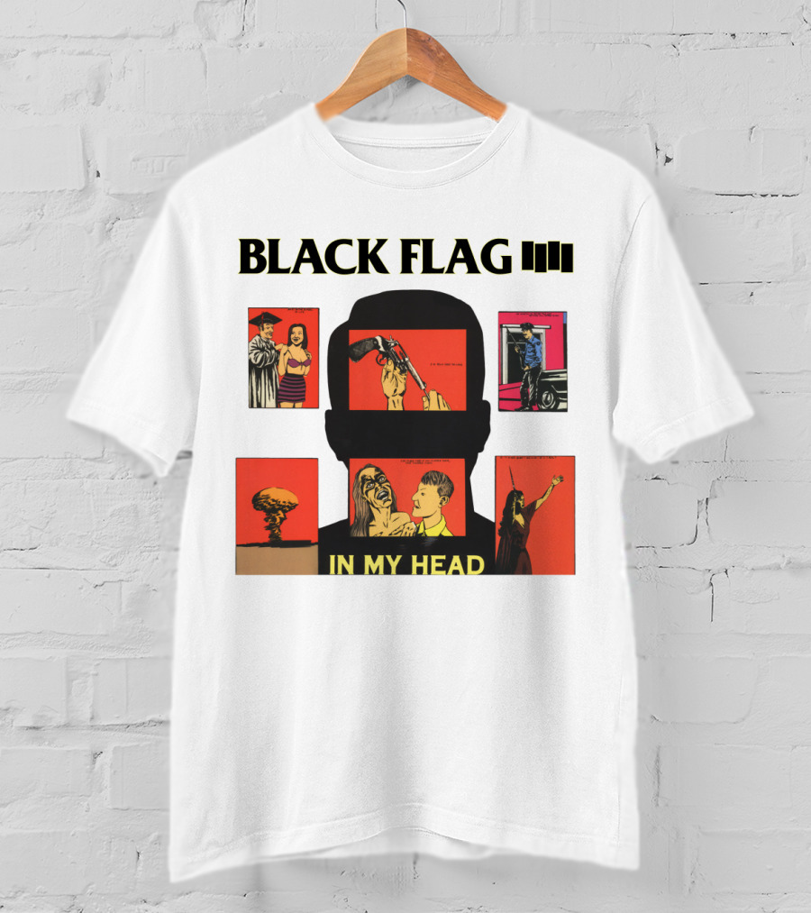 Black Flag In My Head Album Cover Artwork With Iconic Imagery And T-Shirt