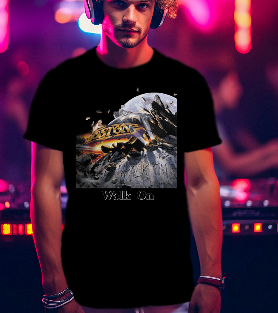 Boston Walk On Rock Explosion Moon Scene T-Shirt