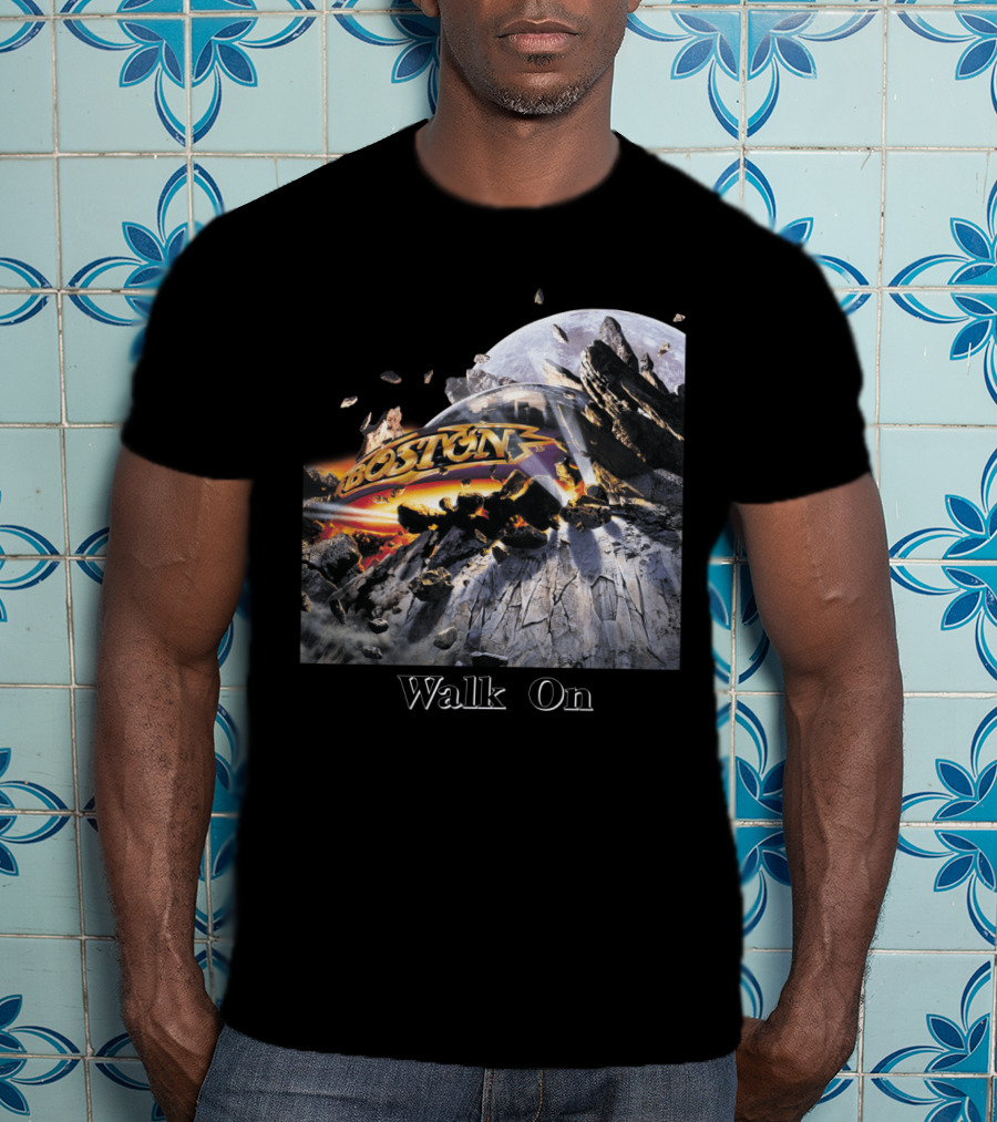 Boston Walk On Rock Explosion Moon Scene T-Shirt