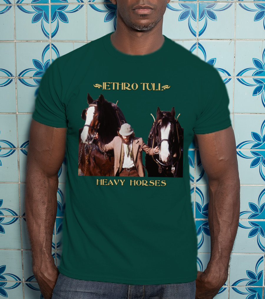 Jethro Tull Heavy Horses Album Cover With Horses And Figure T-Shirt