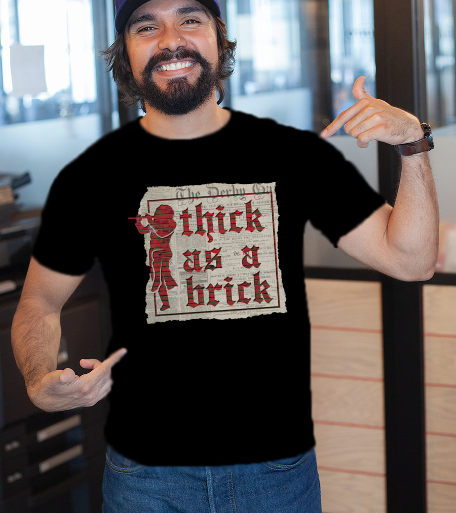 Thick As A Brick Newspaper Design With Silhouette T-Shirt