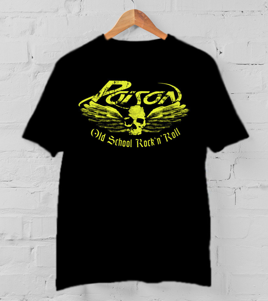 Poison Old School Rock 'N' Roll Skull With Wings T-Shirt