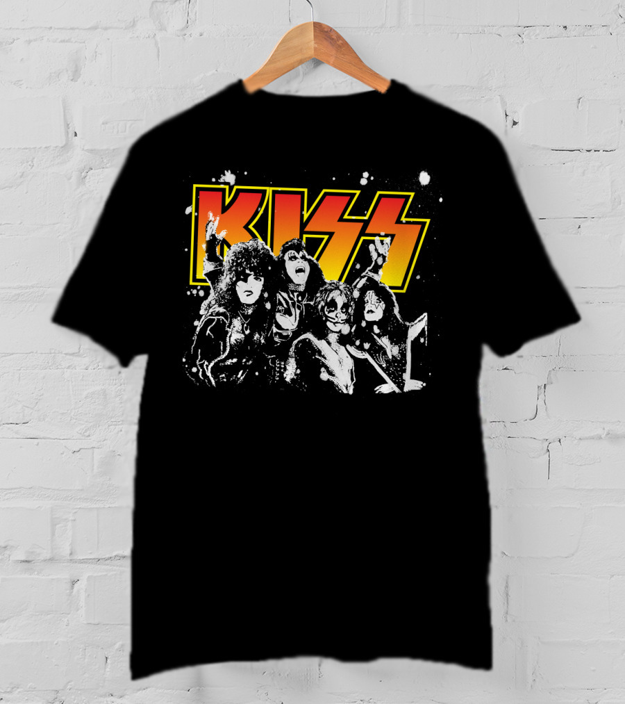 Kiss Band Black And White Group Photo T-Shirt