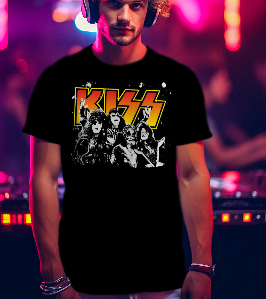 Kiss Band Black And White Group Photo T-Shirt