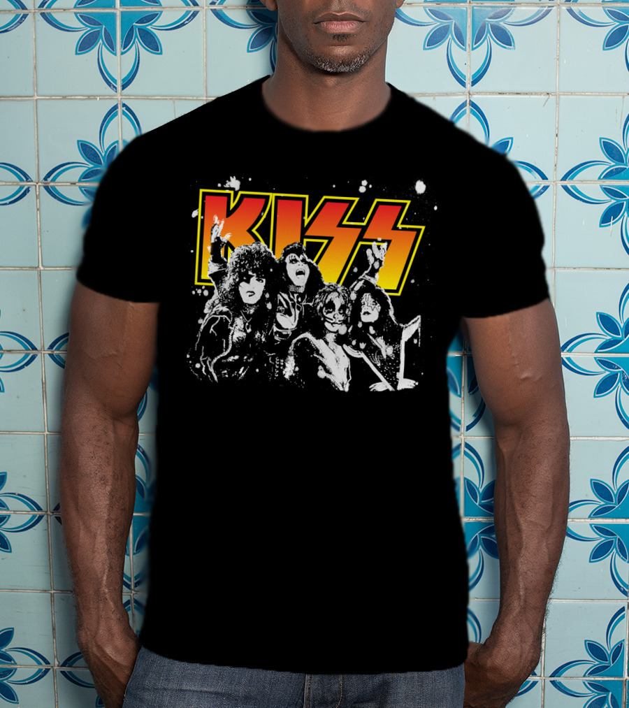 Kiss Band Black And White Group Photo T-Shirt