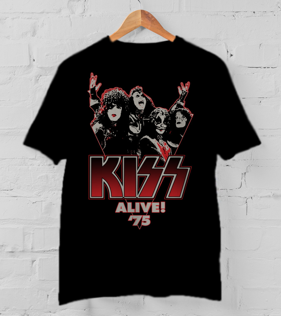 Kiss Alive 75 Concert Tour Poster Iconic Band Members T-Shirt