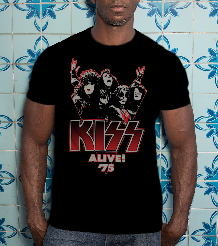 Kiss Alive 75 Concert Tour Poster Iconic Band Members T-Shirt