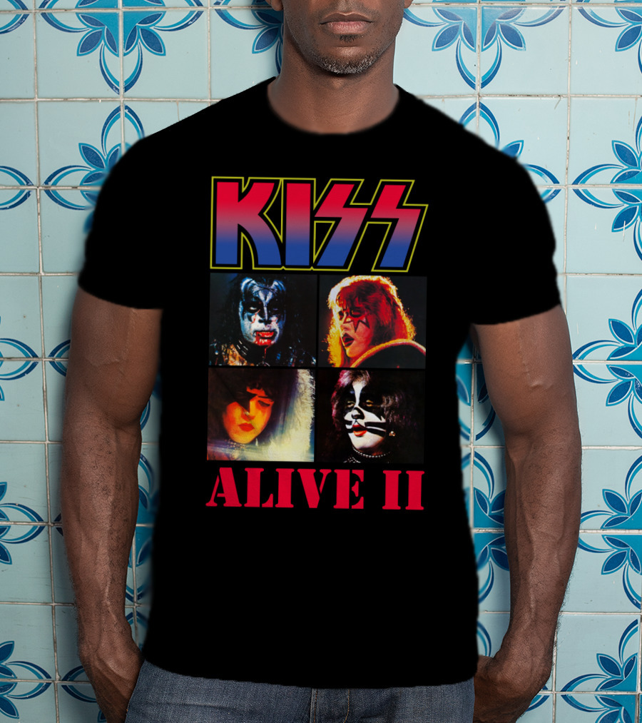 Kiss Alive Ii Classic Band Members Photo Collage T-Shirt