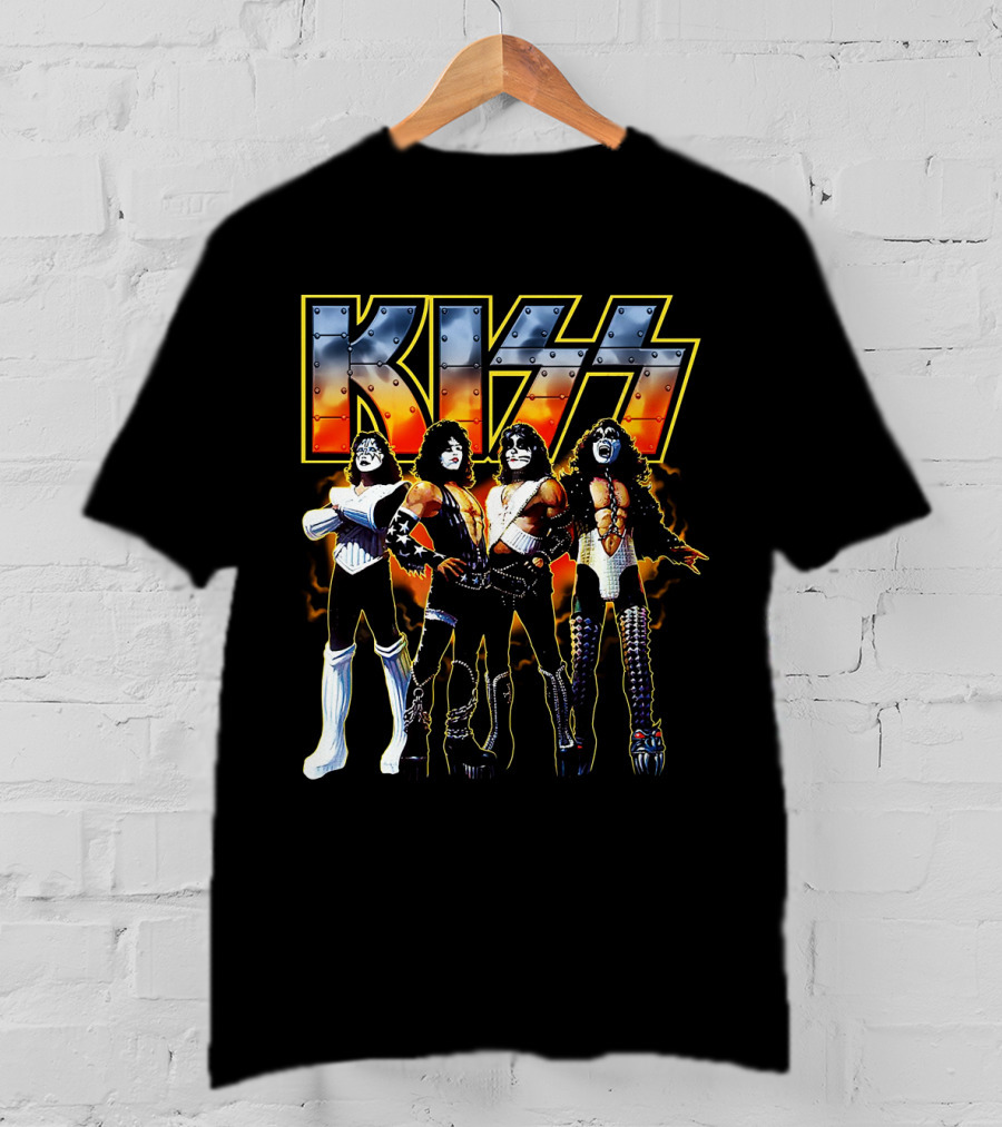 Kiss Band Members In Iconic Rock Style T-Shirt