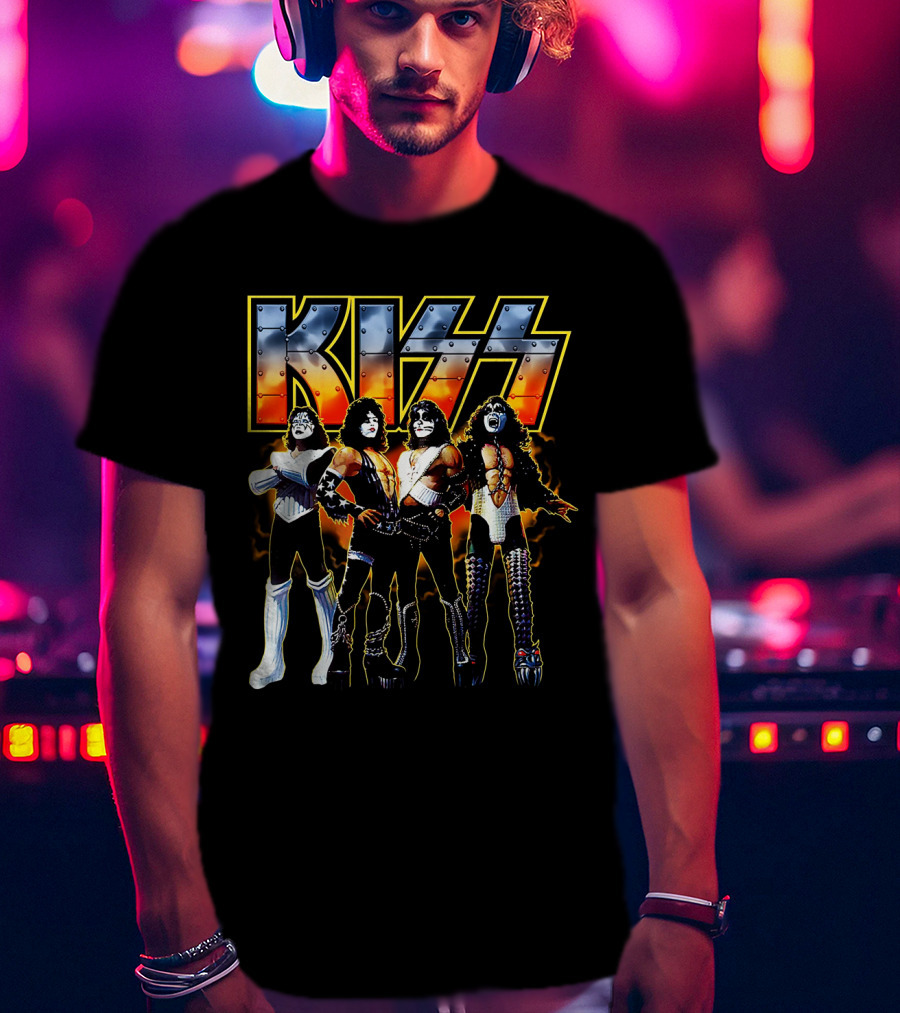Kiss Band Members In Iconic Rock Style T-Shirt