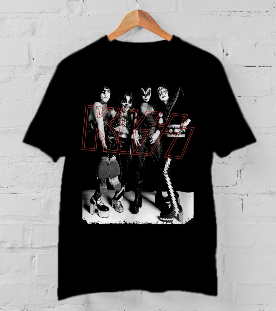 Kiss Band Classic Members Black And Whitephoto T-Shirt