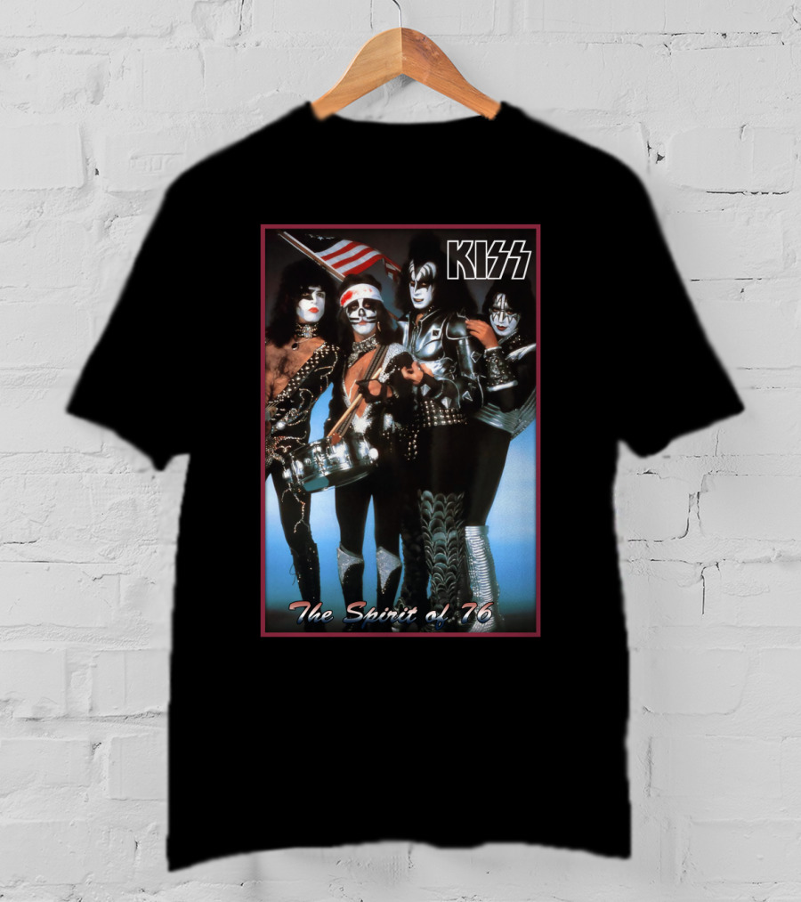 Kiss The Spirit Of '76 Band Portrait Poster With American Flag T-Shirt