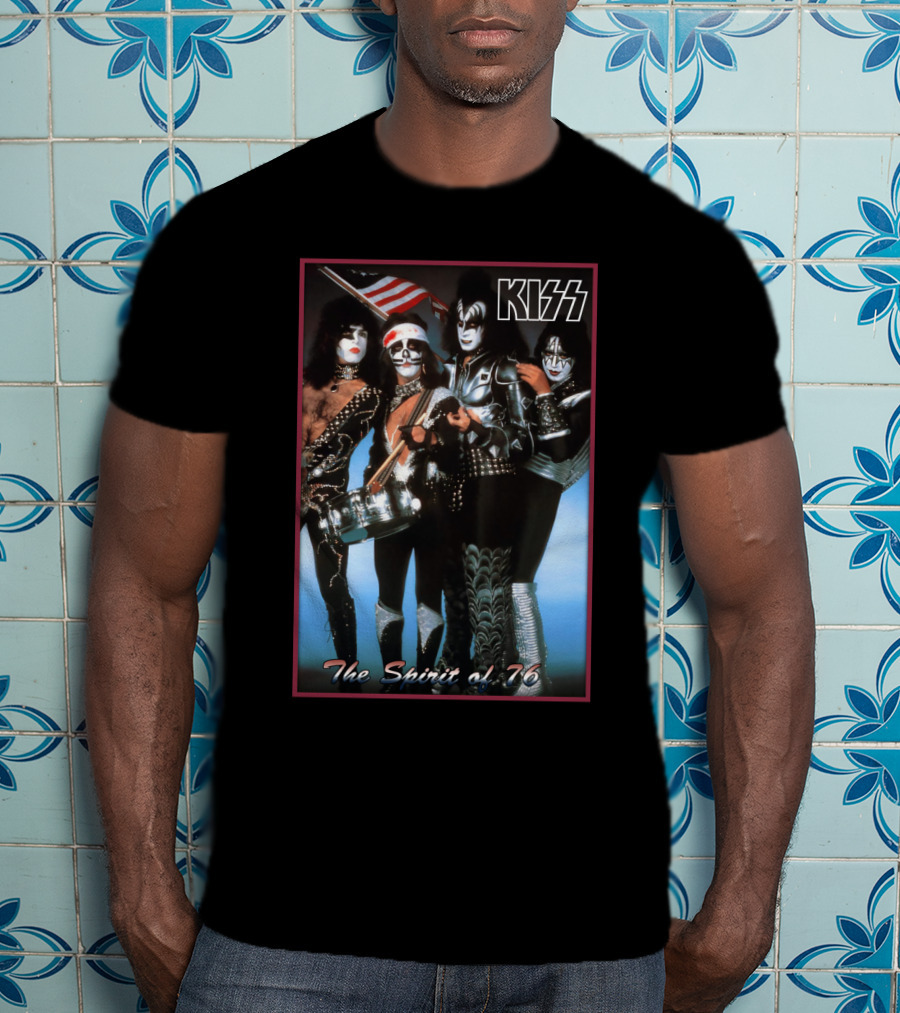 Kiss The Spirit Of '76 Band Portrait Poster With American Flag T-Shirt