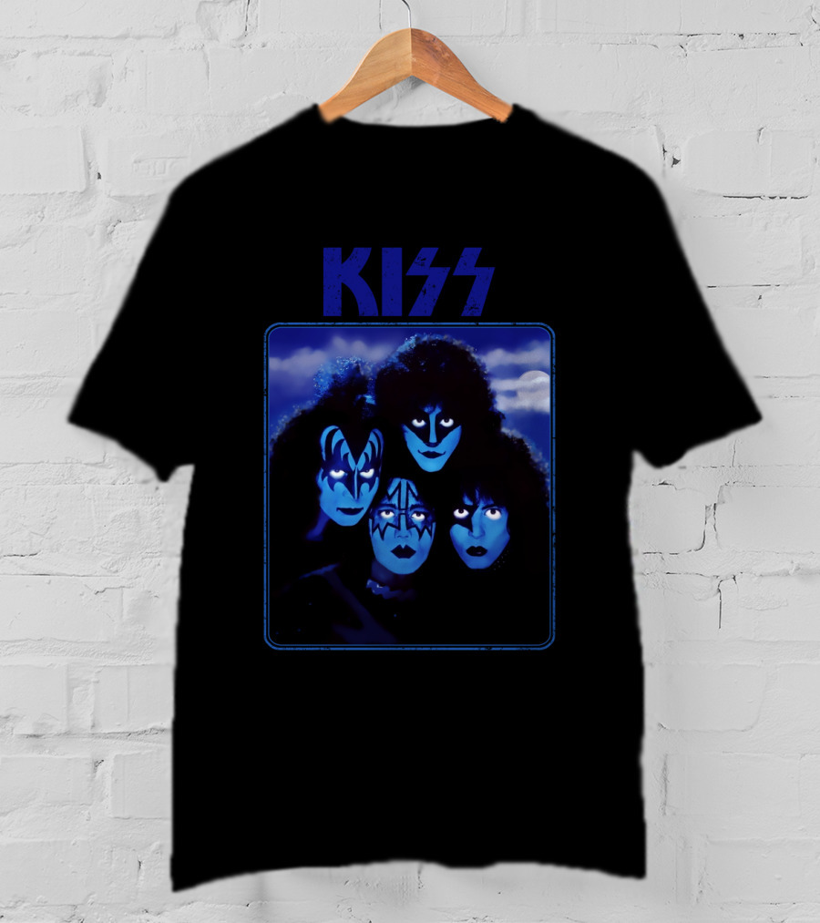 Kiss Band Portrait In Blue T-Shirt