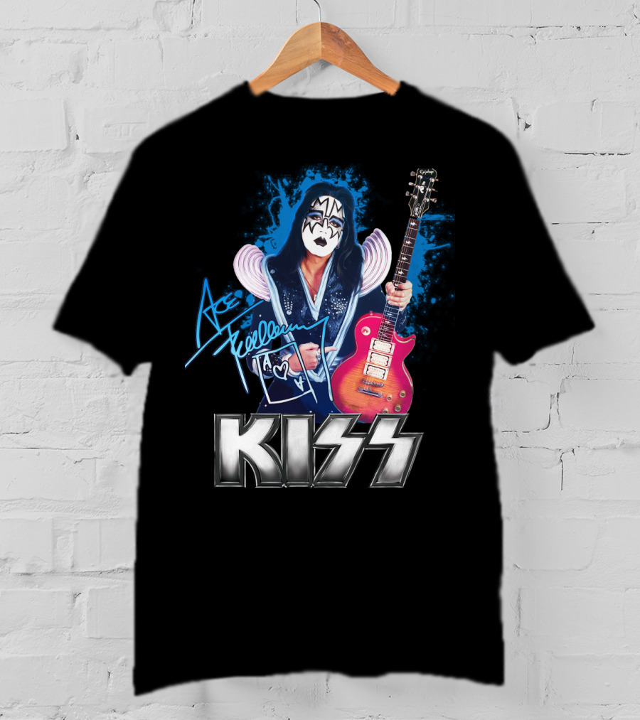 Kiss Ace Frehley Signature Graphic Guitar Art T-Shirt