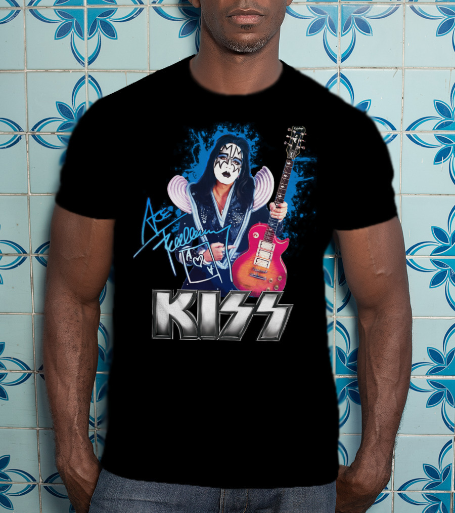 Kiss Ace Frehley Signature Graphic Guitar Art T-Shirt