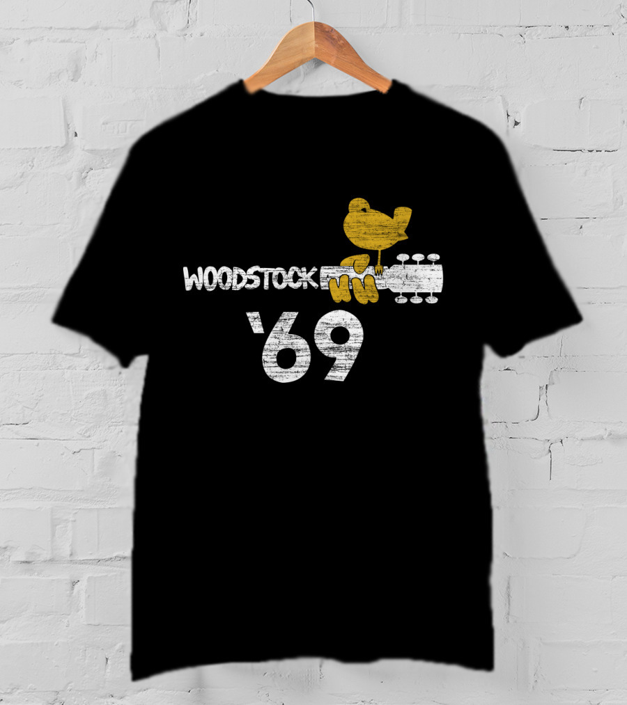 Woodstock Music Festival 1969 Yellow Bird On Guitar T-Shirt