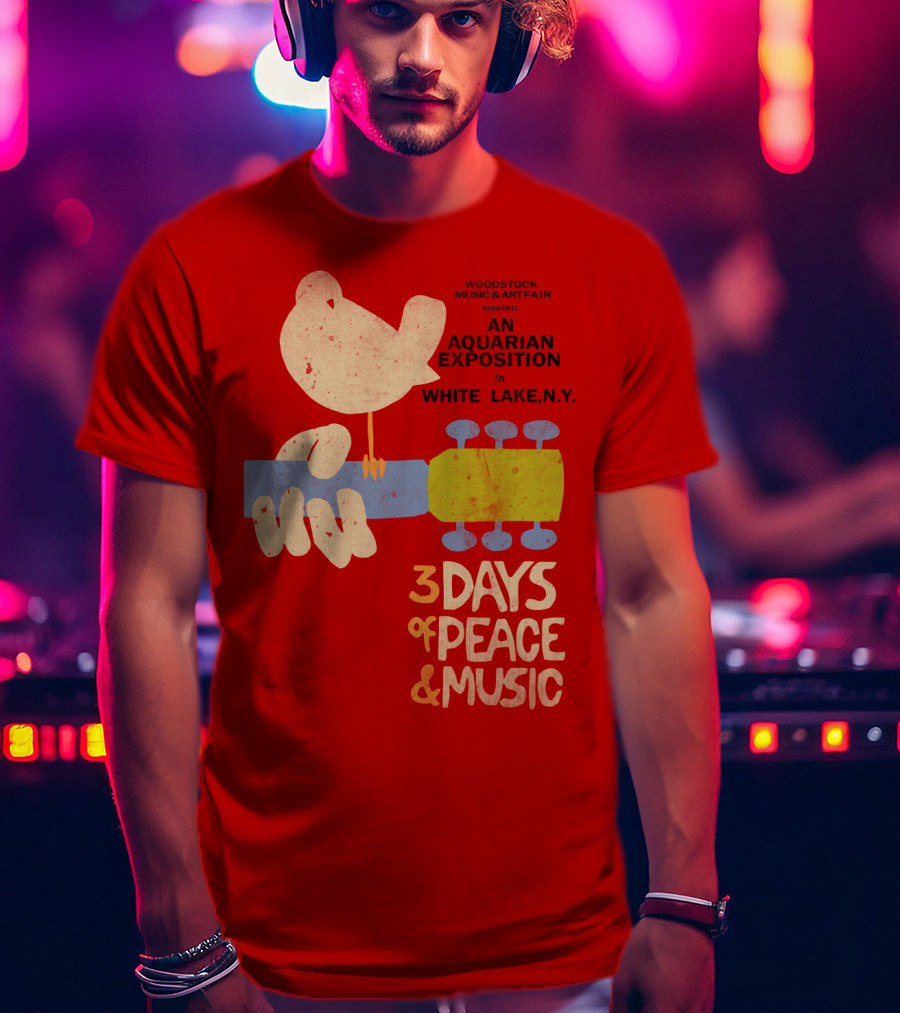 Woodstock Music & Art Fair Presents An Aquarian Exposition In White Lake N.y. 3 Days Of Peace & Music T-Shirt