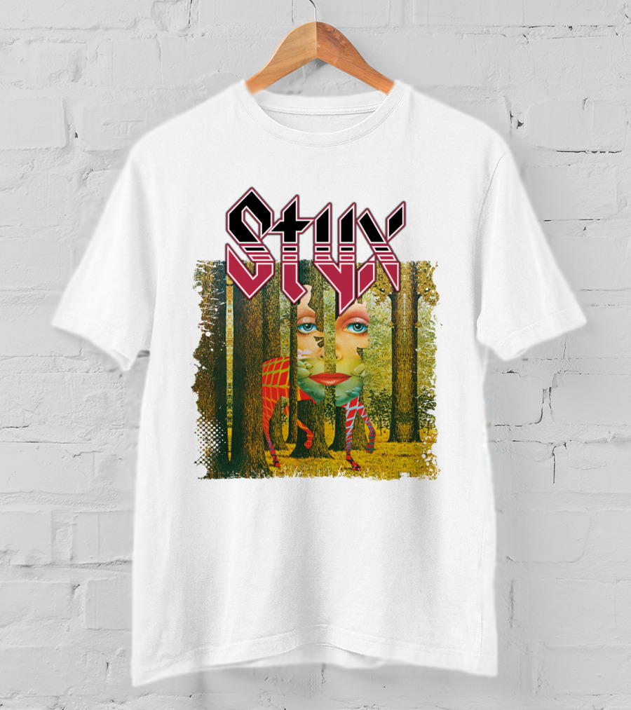 Styx Band Logo And Surreal Forest Face Art T-Shirt