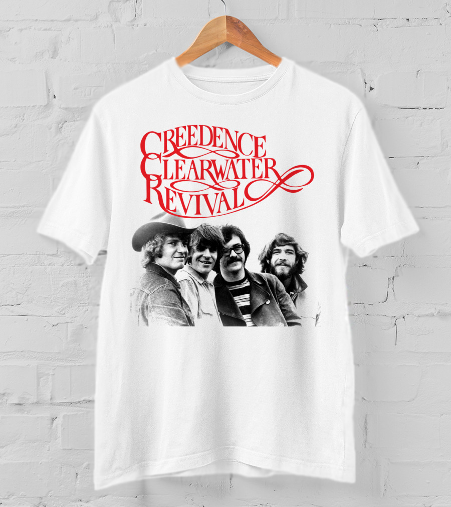 Creedence Clearwater Revival Band Photo Red T-Shirt