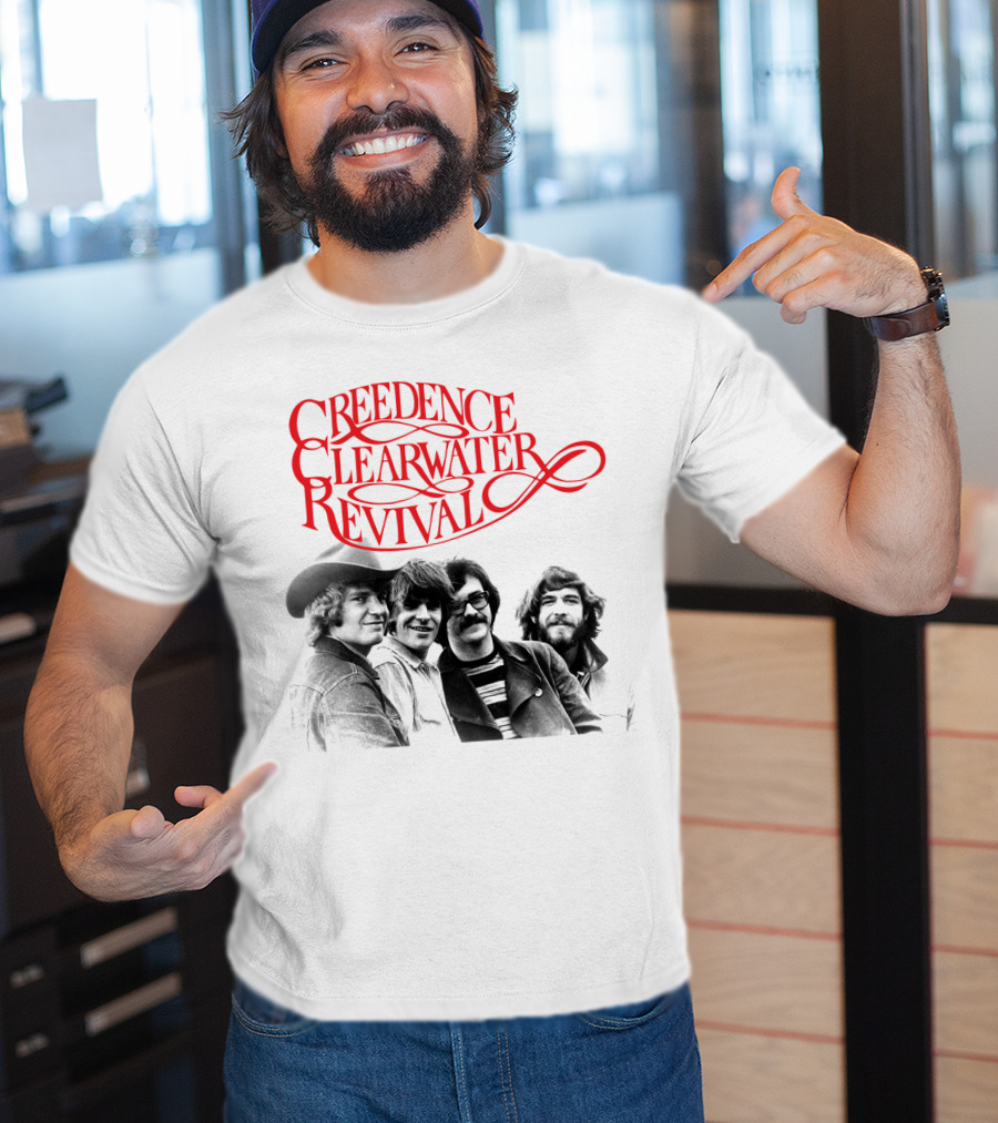 Creedence Clearwater Revival Band Photo Red T-Shirt