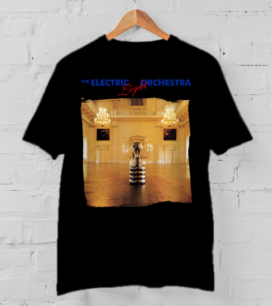Electric Light Orchestra Lightbulb Room Chandelier Scene T-Shirt