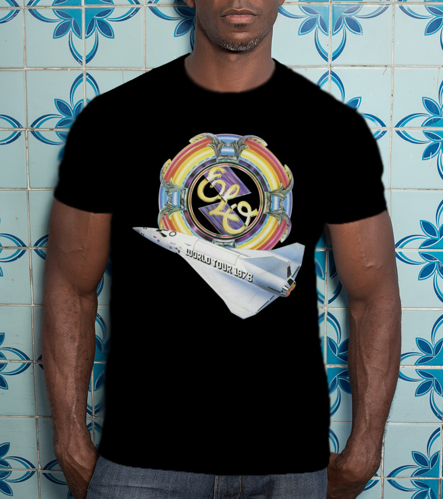 Electric Light Orchestra World Tour 1978 Logo With Spacecraft T-Shirt