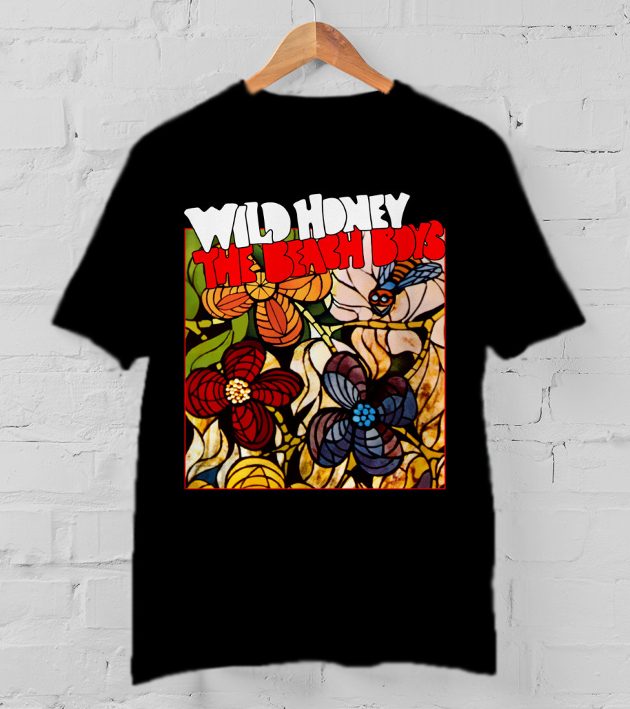 Wild Honey The Beach Boys Flowers And Bee Stained Glass Style T-Shirt