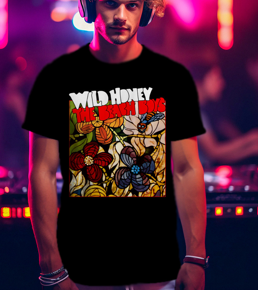 Wild Honey The Beach Boys Flowers And Bee Stained Glass Style T-Shirt