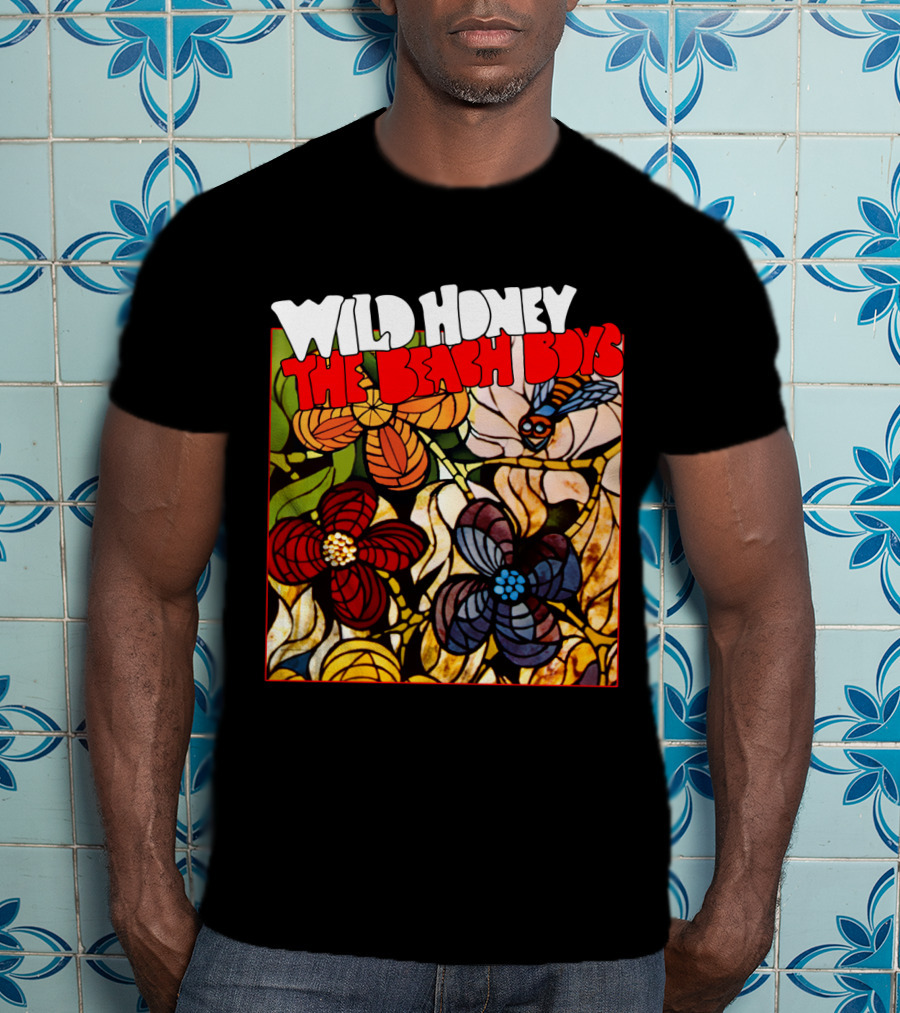 Wild Honey The Beach Boys Flowers And Bee Stained Glass Style T-Shirt