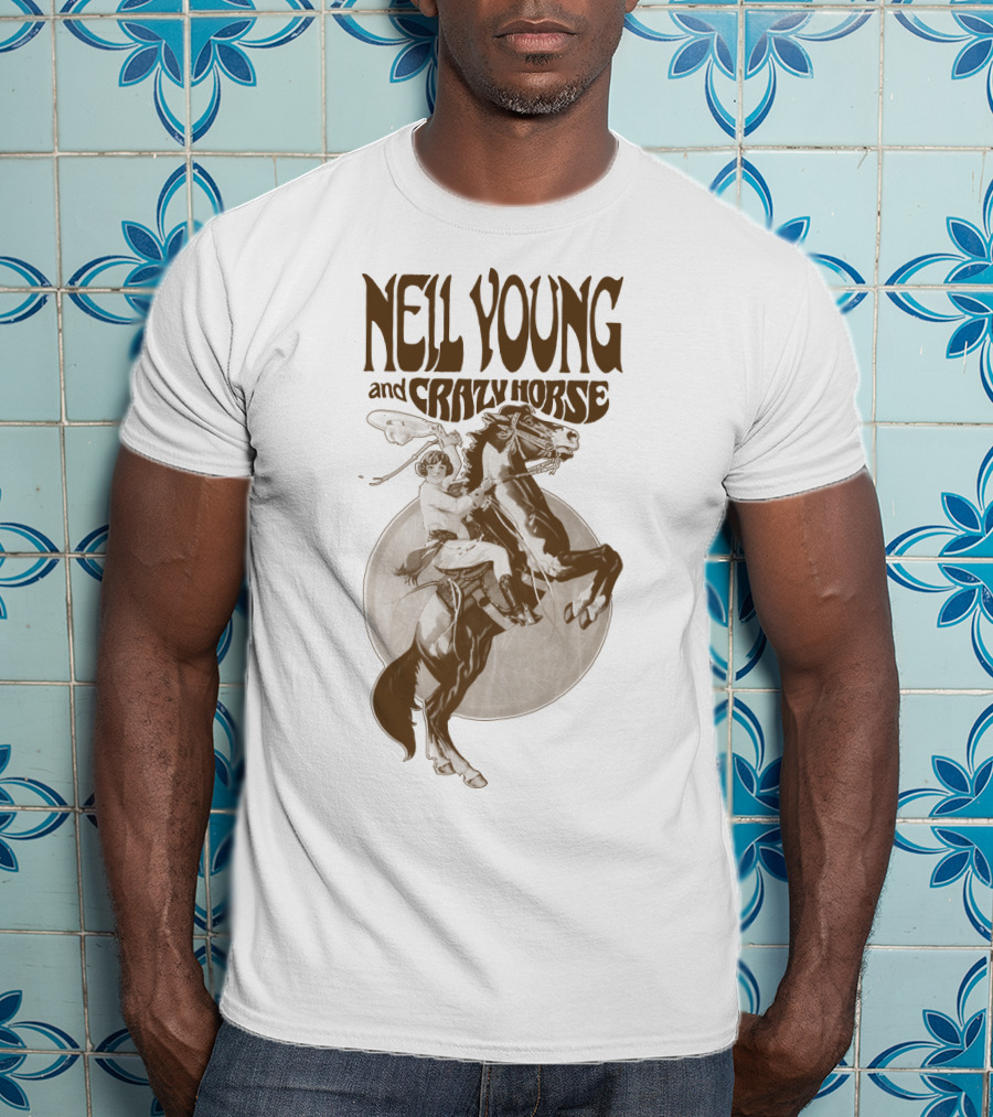 Neil Young And Crazy Horse Cowboy Rider Retro Style T-Shirt