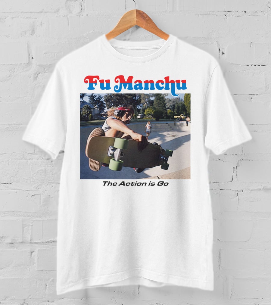 Fu Manchu The Action Is Go Skateboarding Bowl Scene T-Shirt