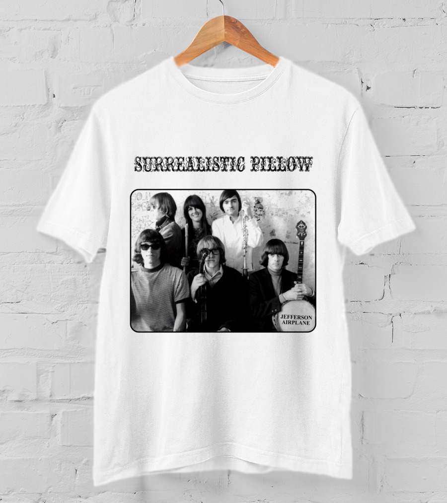 Surrealistic Pillow Jefferson Airplane Album Cover Black And White Photography T-Shirt